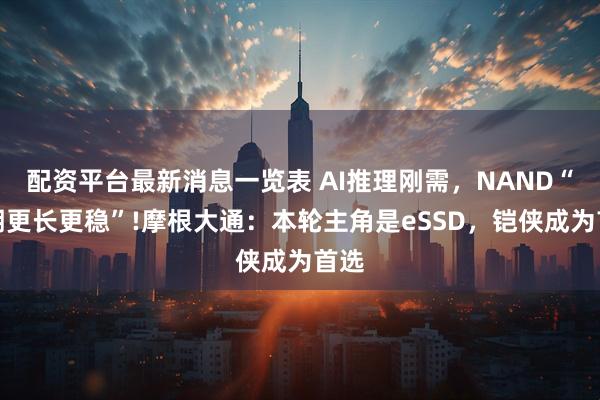 配资平台最新消息一览表 AI推理刚需，NAND“周期更长更稳”!摩根大通：本轮主角是eSSD，铠侠成为首选